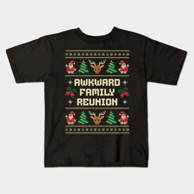 Awkward Family Reunion - Ugly Christmas Sweater Kids T-Shirt by Kicosh